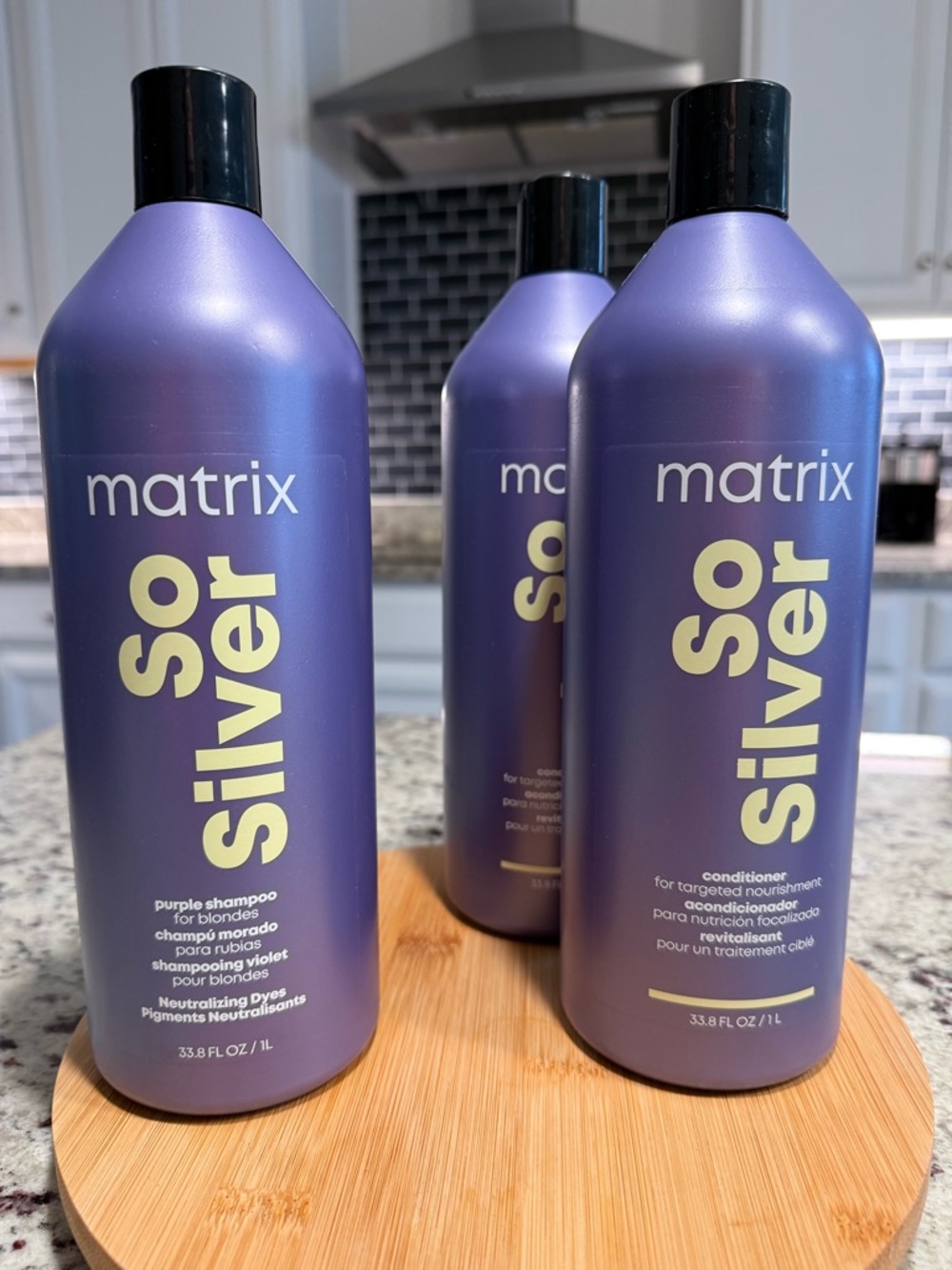 Matix So Silver Purple 1 Shampoo & 2 Conditioners. Violet Bottle. $25 each.
